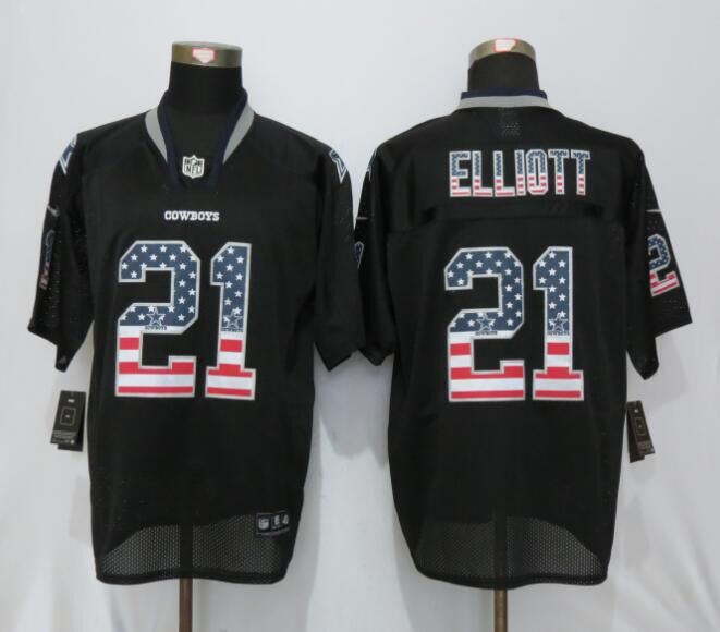 2016 Dallas cowboys 21 Elliott USA Flag Fashion Black New Nike Elite Jerseys